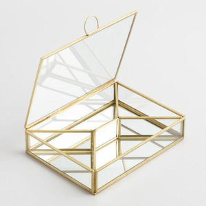 Wholesale Vintage Silver Glass <b>Lidded</b> <b>Box</b> <b>Decorative</b> Jewelry Keepsake Display Clear Rectangle Metal Frame Trinket <b>Storage</b> <b>Box</b> - Product Image 4