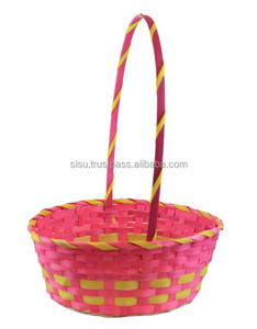 Cesta de Almacenamiento de Pascua Ecológica de Bambú Verde y Rojo Natural Hecha a Mano por Sisu Handicraft - Product Image 4