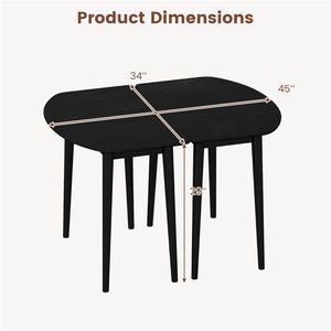 Table à manger extensible neuve de 45 pouces, en marbre noir, convertible de demi-cercle à ovale, pour 4 à 6 personnes, pour salle à manger de villa - Product Image 1