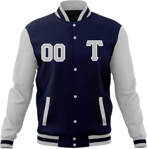 Veste universitaire respirante personnalisée pour hommes Manteau de baseball Streetwear Letterman de conception OEM avec logo sur le devant Tissu en toile - Product Image 4