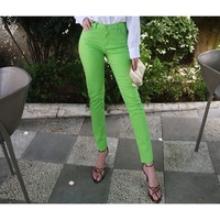 Vert Citron 7024 Skinny Denim Pantalon Respirant Stretch Style Crayon Taille Haute Grande Taille High Street Fashion