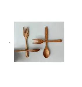 Khuyến mại xoài gỗ muỗng nĩa thiết kế mới đồ dùng công cụ cho nhà bếp khách sạn nhà hàng chất lượng cao salad thìa và dĩa