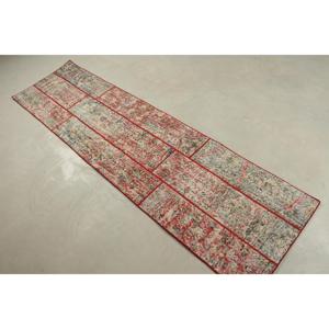 Vintage <b>Runner</b> Rug 2.1x7.7 ft (63x235 cm), Turkish <b>Red</b> Polka dot Rug - Product Image 2