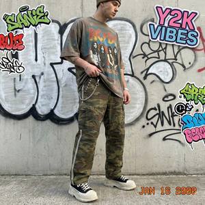 Pantalones Deportivos de Camuflaje Estilo Hip Hop Urbano, Corte Holgado, Estética Vintage Grunge, 100% Algodón, Ecológicos y Transpirables - Product Image 1