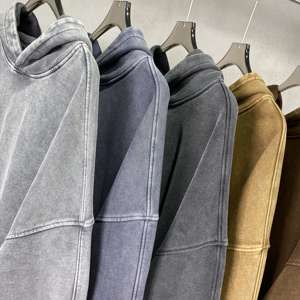 Venta al por mayor pesado llano personalizado peso pesado angustia de gran tamaño en blanco piedra ácido vintage lavado con capucha - Product Image 5