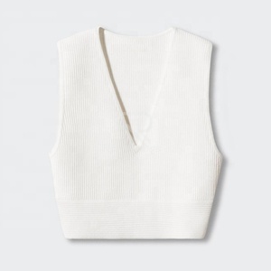 Top Corto de Verano para Mujer con Logotipo Personalizado, Top Corto de Algodón Blanco Acanalado, Top Corto sin Mangas con Espalda Cruzada - Product Image 5