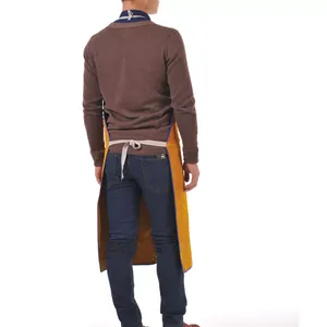 Tablier de soudage en cuir robuste personnalisé avec anti-coupure Tablier de travail antistatique en cuir fendu résistant aux flammes Sangles réglables - Product Image 4