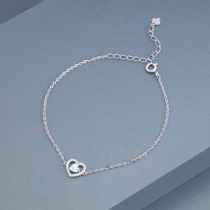 92.5 <b>Silver</b> <b>Bracelet</b> 191283 Heart-Shaped Religious <b>Charm</b> <b>Bracelet</b> with Diamond & Pearl Rhodium & Gold Plated Gift - Product Image 6