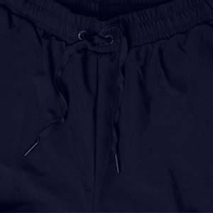 Mile High-Waisted Cargo <b>Trousers</b> in Navy Breathable Canvas Oversized Casual Straight-Leg Style with <b>Elastic</b> <b>Waist</b> Closure - Product Image 5