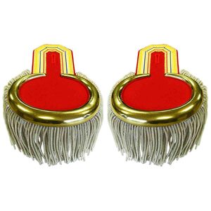 Epaulettes de Cuerasier Bordadas de Alta Calidad para Uniforme, con Flecos de Cordón Plateado y Tela de Lona con Imán - Product Image 1
