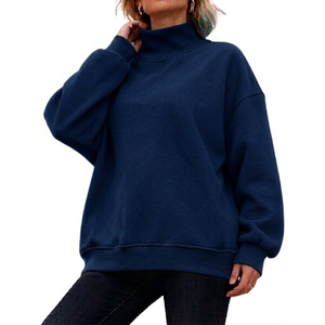 Womens <b>Red</b> Mock Neck Pullover Sweatshirt <b>Long</b> <b>Sleeve</b> Oversized Fleece Loungewear <b>Top</b> Trackstar OEM Private Label - Product Image 3