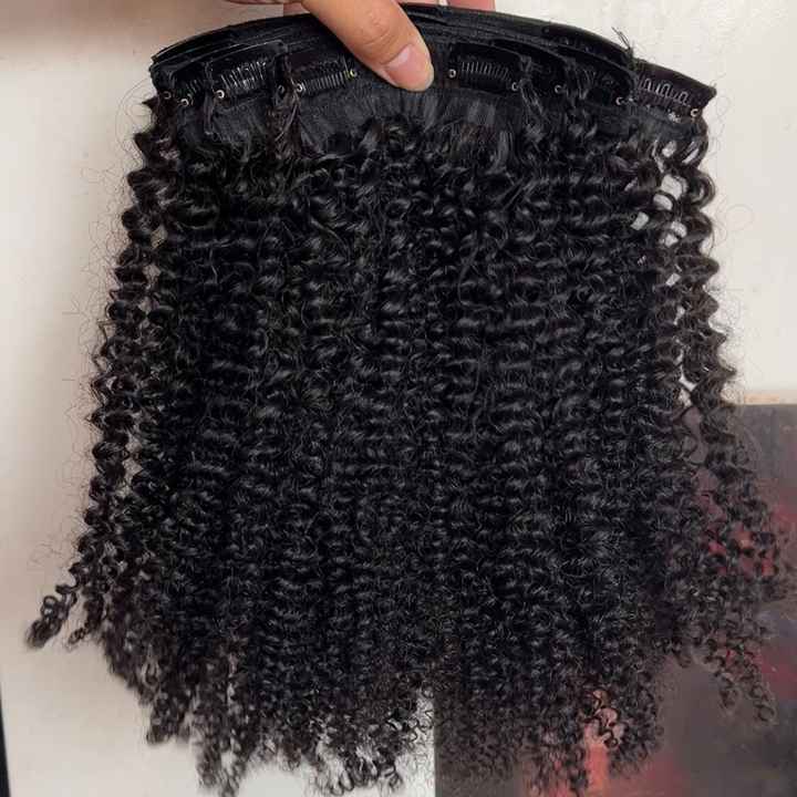 Non Chemical Raw Kinky Curly Clip in Double Drawn 100% Cuticle Aligned Virgin Vietnamese Kinky Curl Hair Extensions