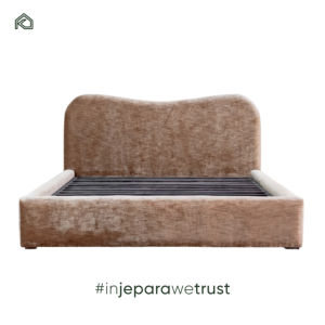 Modern Unique Queen/<b>King</b> <b>Size</b> <b>Bed</b> Wooden <b>Frame</b> Fabric Upholstery Widening <b>Headboard</b> Simple Design Soft Backrest Hotel Apartment - Product Image 2