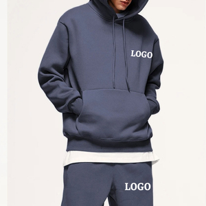 Survêtement de sport 100% coton à la mode pour hommes Survêtement 2 pièces à capuche pour le jogging d'hiver et l'entraînement à la course à pied Motif solide - Product Image 4