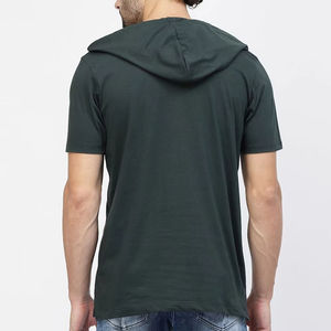 Wholesale Custom Men's Winter Cotton Hooded T-<b>shirt</b> Zipper Breathable Lightweight Casual Gym Wear Stylish Fashion logo Printing - Product Image 6