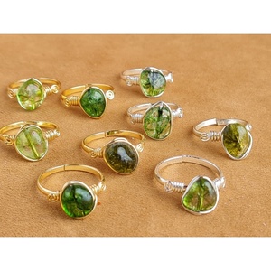 Bohemian Style Gold-Plated Brass Gemstone <b>Rings</b> Bezel Setting Inlay for Gift - Product Image 1