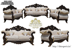 Ensemble de canapés rembourrés au design turc traditionnel Collection de meubles impériaux pour salon Ensemble de canapés classiques sculptés à la française - Product Image 4