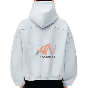 Custom Heavyweight Zip-up <b>Hoodies</b> for Men Thick Cotton French Terry Oversized Winter Coat with Hooded Collar - Product Image 2