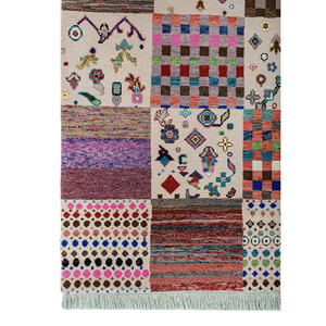 พรมไหมไผ่ผสมขนสัตว์ถักมือลายแมนชาฮ่า ไอวอรี่ หนา 10 มม. รูปทรงสี่เหลี่ยมผืนผ้า ลายปะติดแบบนามธรรม สำหรับบ้านและทางเดิน-รุ่น Les-1209 - Product Image 4