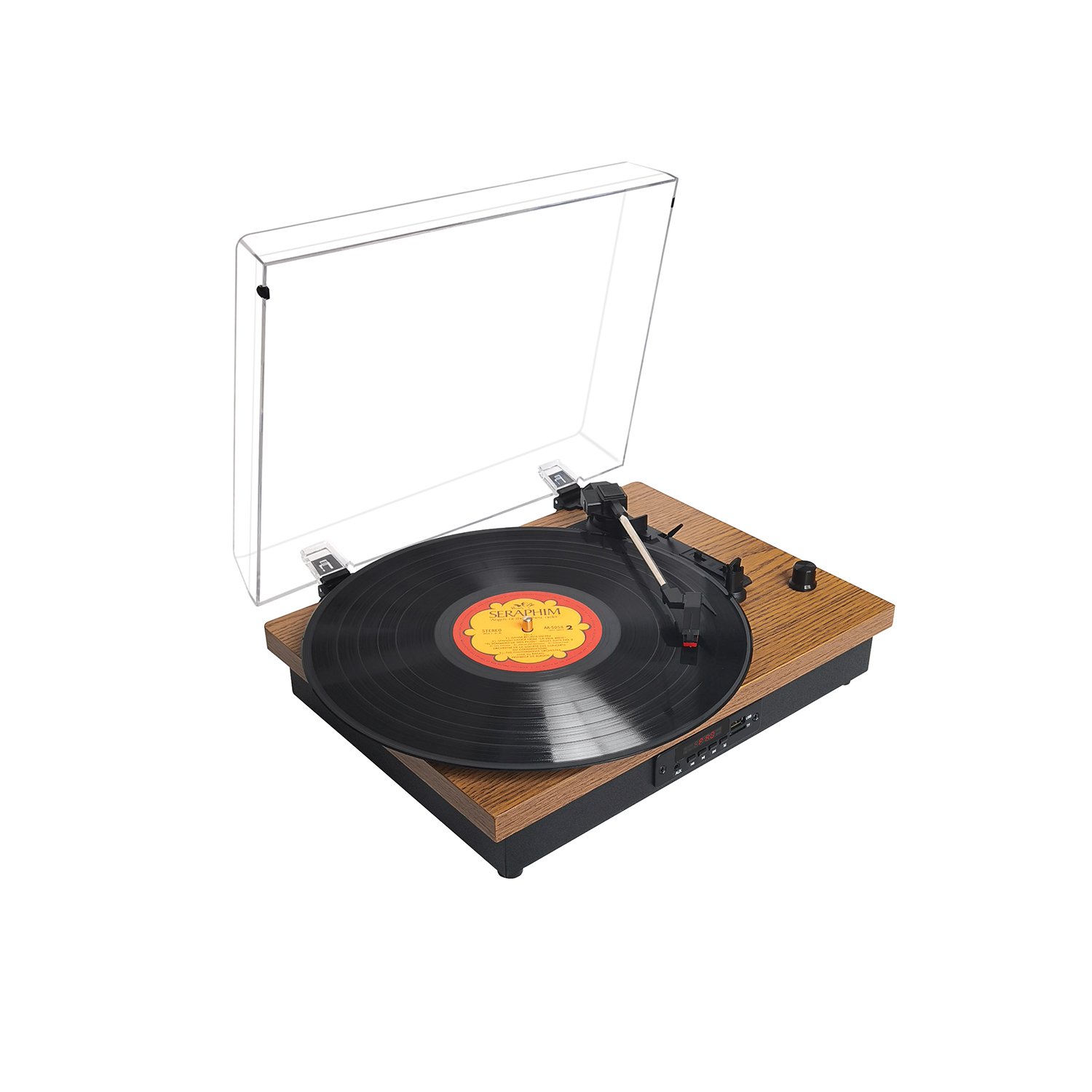 Çok Turntable oyuncu ahşap nostaljik mekanik pikap tam Automatiquie plastik vinil plak çalar