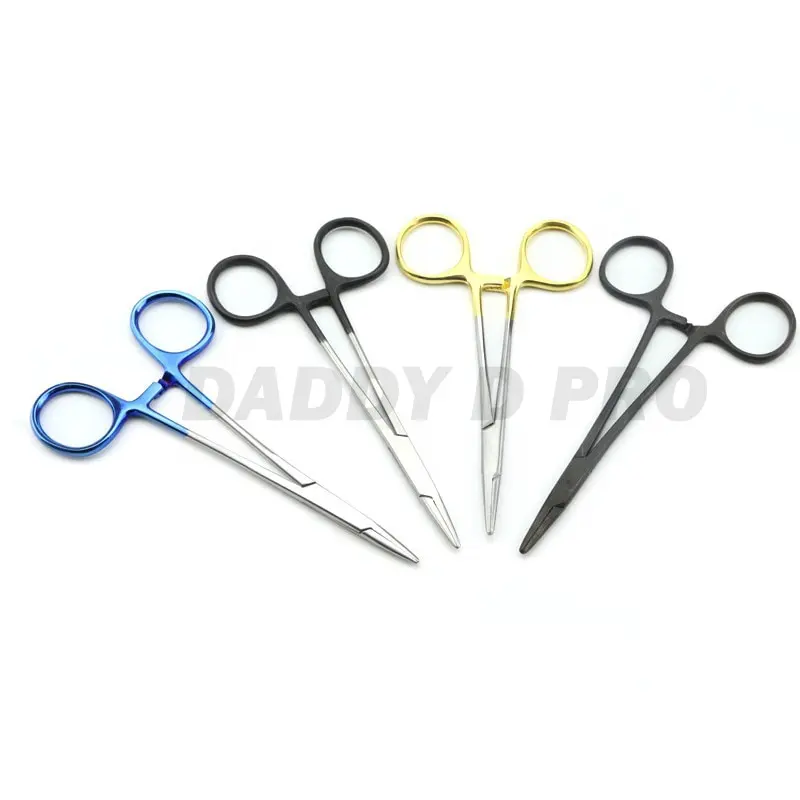 4 Pcs Plastic Surgery Instrument Set of Needle Holder with Gold Handle Ophthalmic Surgical Instrument Needle Holder