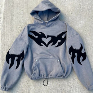 Sudadera con capucha de Algodón 100% con logotipo personalizado bordado para hombre, ropa de calle transpirable de secado rápido, sudaderas con capucha de punto OEM - Product Image 1