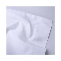 Parure de draps plats de luxe en coton tissé 100% blanc 300 fils/pouce² pour lit double, haute qualité, style uni, personnalisable, option économique