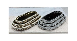 NOUVEL ARTISANAT EN RÉSINE BOIS AVEC PLATEAU DE SERVICE EN MÉTAL POUR L'Aïd RAMADAN CADEAU PLATEAU DE CUISINE PLATEAU DE RAMADAN EN NACRE - Product Image 2