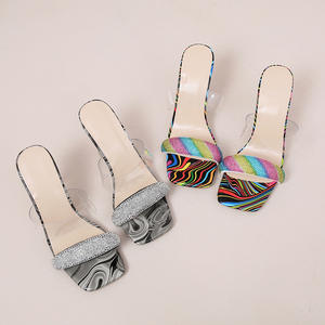 2024 estivo nuova moda sandali con tacco alto di grandi dimensioni con tacco alto da <span class=keywords><strong>donna</strong></span> primo paio di parole tacco sottile infradito da <span class=keywords><strong>donna</strong></span> sandali Slip-on - Product Image 3