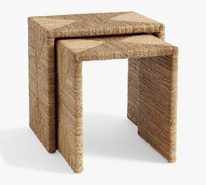 Onglet gigogne tissé rectangulaire Table d'appoint moderne Salon Jacinthe d'eau tissée naturelle multifonctionnelle - Product Image 3