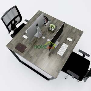 HBTC012 - Bureau en cluster 2 pièces au design contemporain, concept trapèze, 120x120, assemblage requis - Product Image 3