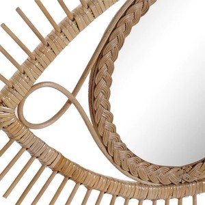 Miroir en rotin Nemesis bon marché en gros fait à la main style bohème du Vietnam décoration murale pour chambre et salon - Product Image 4