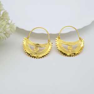 Pendientes de gran tamaño al por mayor, aros grandes de diseño a la moda, Pendientes chapados en oro de 18K, joyería de oreja hecha a mano geométrica, Material de latón - Product Image 2