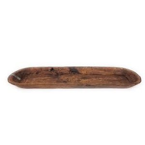 Bol à pâte en bois de paulownia rustique fait à la main - Plateau long pour baguette décoratif pour centre de table de ferme et fabrication de bougies - Product Image 1