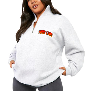 Pull-over à capuche à manches longues et fermeture éclair Quater Sweat-shirt ample à épaules tombantes pour femmes personnalisées Tops d'hiver Imprimé à l'avant - Product Image 4