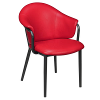 Chaise de salle à manger rembourrée en cuir PU marron avec accoudoirs et pieds en métal pour restaurant, café, bar, hôtel, sièges commerciaux