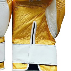 Gants de boxe professionnels en cuir blanc or, poignet à velcro, gants d'entraînement et de sparring pour hommes et femmes - Product Image 3