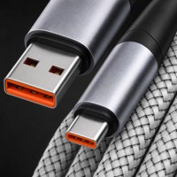Câble de charge rapide USB-A vers Type-C XXD OEM 120W 6A, tressé, en cuivre étamé, plusieurs longueurs, logo personnalisé