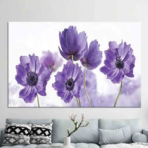 Tableau sur toile imprimé de fleurs violettes élégantes pour décoration moderne, TOILE ENVELOPPEE - Product Image 1