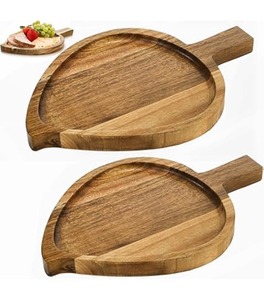 Plateaux de service en bois avec poignées en acier inoxydable, design moderne, plateaux en bois pour aliments, fruits et en-cas, non toxiques, écologiques, durables - Product Image 4