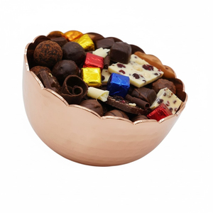 Bol en chocolat de qualité supérieure en gros, bol en cuivre à bord festonné or rose, élégant plat à bonbons décoratif en métal à prix avantageux - Product Image 1