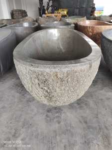 Bañera de piedra caliza tallada a mano de Indonesia, bañera de piedra Natural gris de 200x100 para muebles de baño, bañera de piedra de Río Grande - Product Image 4