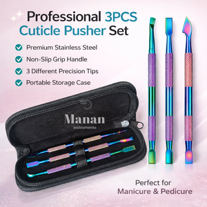 Juego de 3 Piezas de Empujadores de Cutículas de Acero Inoxidable Plateado con Estuche de Cuero, Kit de Herramientas para Manicura y Pedicura - Product Image 6