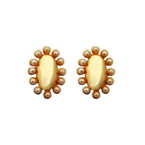 Kriaa Boucles d'oreilles perle plaqué or 1310062 Accessoire élégant et luxueux - Product Image 1