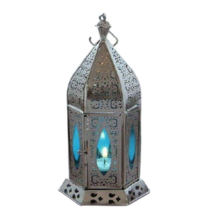 Highest Quality Golden Metal Glass Lantern Modern <b>Moroccan</b> Style Hanging Lantern Perfect For Eid <b>Decoration</b> Or Celebrations - Product Image 5