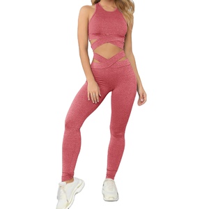 Conjuntos de Yoga de 2 Piezas sin Costuras para Mujer, Ropa Deportiva, Mono, Ropa Deportiva Activa, Ropa de Gimnasio, Spandex/Nylon Personalizado - Product Image 1