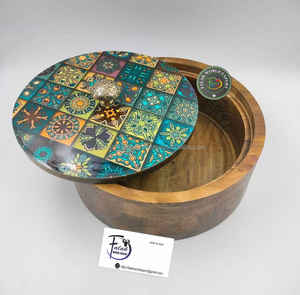 BOL À SALADE EN BOIS IMPRIMÉ UNIQUE pour BOL DE SERVICE ALIMENTAIRE CUISINE HOME HOTEL GROS USINE DIRECTE DE L'INDE Par FWE - Product Image 5