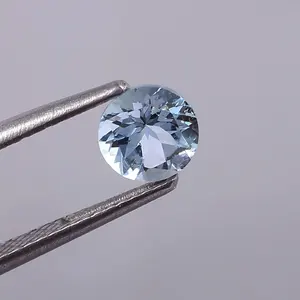 Pierre précieuse d'aigue-marine naturelle de haute qualité à facettes ronde 6x6 MM pierre précieuse en vrac aigue-marine sur le prix de gros - Product Image 1