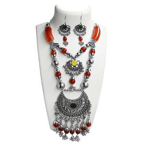 Jeweljunk 2-Layer Maroon <b>Beads</b> Necklace <b>Set</b> Navratri Special Fine Jewelry 1110913 - Product Image 1