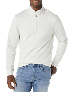 Sweat-shirt Homme en Molleton Tricoté Demi-Zip de Qualité Supérieure Ville Sports, Motif Uni Teint en Fil, Logo Personnalisé - Product Image 5